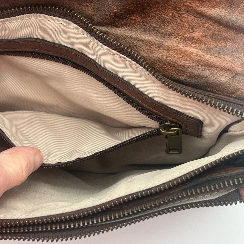 Maxon soft Brown Italian Leather Crossbody Bag chain Strap multi pockets purse - Picture 10 of 10